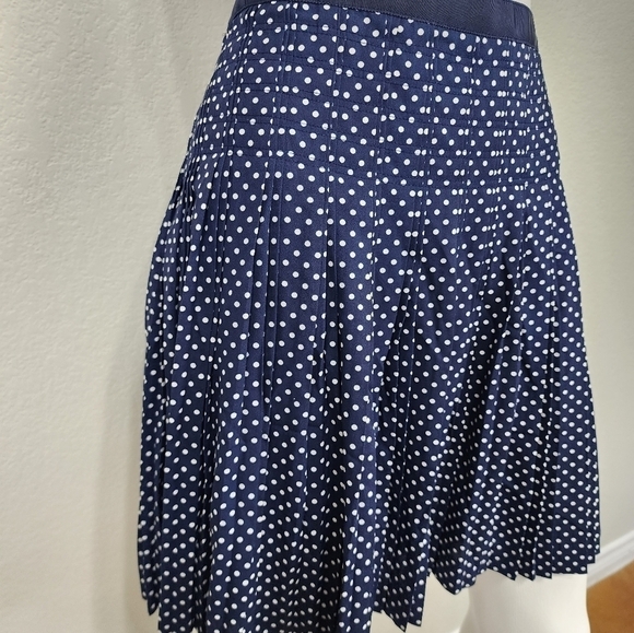 NWT J Crew Navy Polka-dot Pleated Skirt Size 10 - Picture 9 of 11